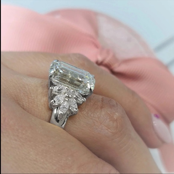 New 925 Silver Luxury Rectangular Cut Diamond Ring - Picture 4 of 6